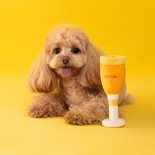 CHEWFFON Birthday Dog Toy, Champagne Glass Plush Squeaky Toy