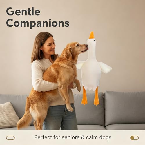 Plush Dog Toy for Large Dogs, 50cm White Goose, Interactive Pet Chew Toy for Training, Medium and Large Dogs