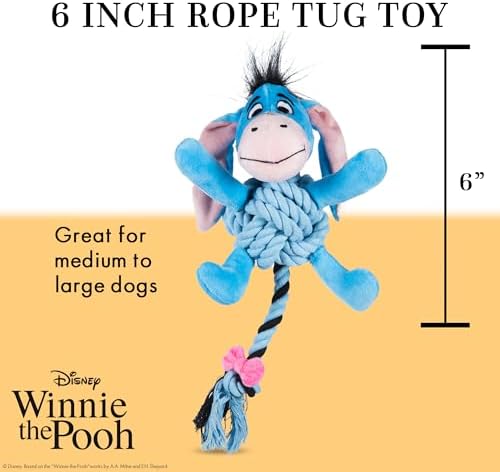 Disney for Pets Winnie the Pooh Eeyore Rope Body Dog Toy, 8 Inch