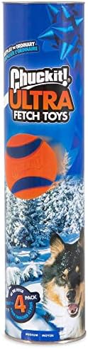 Chuckit! Ultra Rubber Dog Balls 4 Pack | Dog Balls Indestructible Dog Toys Indestructible Dog Ball Compatible with Chuck It Dog Ball Launcher 18M Tennis Ball Launcher | Dog Toy Balls for Dogs Medium