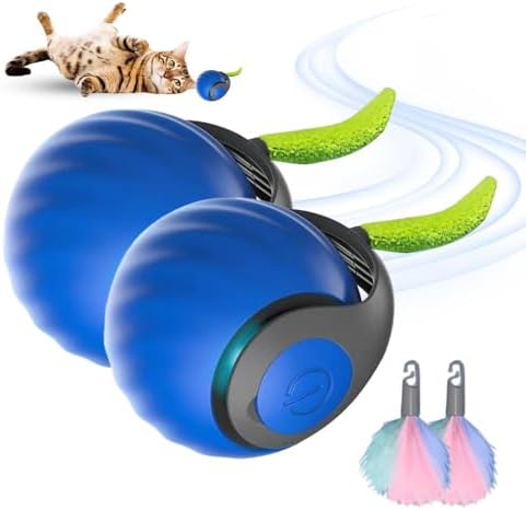 Upgrade Speedy 3.0 Tail Cat Toy, 2026 New Speedy Tail Interactive Cat Toy for Indoor Cats, USB Rechargeable Automatic Moving Smart Cat Toys Ball with Tail Two Speed Adjustment (Blue, 2PCS)