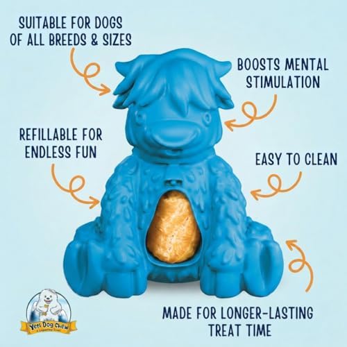 Yeti Puff & Play Interactive Dog Toy, Nugget Treat Dispenser, Blue Yak