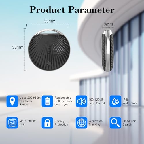 Air Tracker Tag, [MFi Certified] Smart Tag, Pet Bluetooth Tracker for Apple Find My, IP68 Waterproof,Replaceable Battery, Key Finder and Item Locator for Keys, Bags, Pets, Wallet-Black