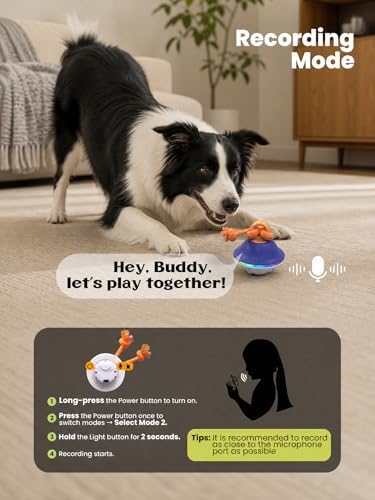 Interactive Dog Toy, 3 Play Modes Smart Moving Bouncing Dogs Ball with Rope