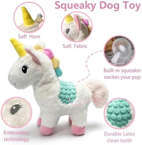 Unicorn Squeaky Dog Toys for Puppy, Small and Medium Large Breed