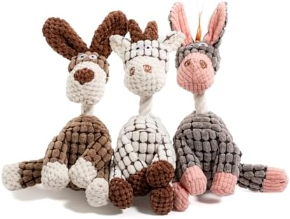 Squeaky Plush Dog Toys 3 Pack Set, Stuffed Animal Chew Toys for Small Dogs