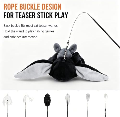 Flying Bat Dog Toy, Flying Bat Toy for Cats, NoFlying, Flapping Bird Interactive Cat Toy, Cute Flapping Wings Electric Teasing Cat/Dog Toy, Interactive Chirping Bird Toys with Flappingwings (1)
