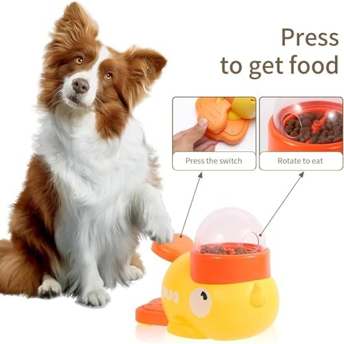 Duck Cat Treat Dispenser, Duck Pet Treat Dispenser, Yellow Ducks Cat Feeder Toy, 2-in-1 Interactive Dog Puzzle Toy & Slow Feeder for Small Medium Dogs and Cats, IQ Training (Blue)