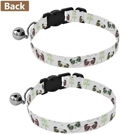 Cute Panda Colorful Adjustable Buckle Puppy Collar 2 Pack Lightweight Pet Collar for Cats and Dogs