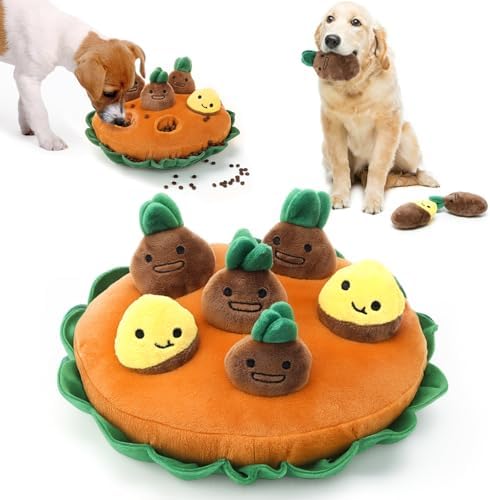 Skylety 7 Pcs Interactive Dog Toys Set, Snuffle Mat for Dogs, Treat Hiding Puzzle and Squeaky Plush, Sweet Potato Dog Toys for Small Medium Dogs, Training and Boredom Relief Plaything