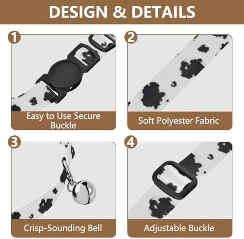 Black White Spots Adjustable Buckle Small Dog Collar 2 Pack Adjustable Pet Collar