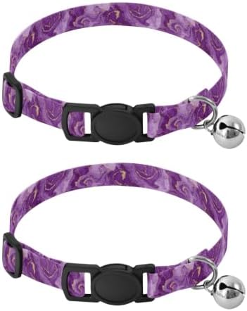 Swirling Marbled Purple Kitten Collar 2 Pack for Puppy Adjustable Length 10.6" to 17.1"