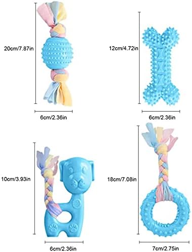 Dog Chew Toys, 7pcs Dog Puppies Teething Chewing Toy Set with Ball and Colorful Ropes, Interactive Pet Toys for Small and Medium Dogs (Blue)