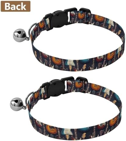 Guitars Black Puppy Collar with Bell 2 Pack Cats Collar Adjustable 10.6 to 17.1 Inches