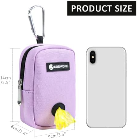 Small Treat Pouch with Dog Bags Dispenser, Portable Walking Bags, Purple