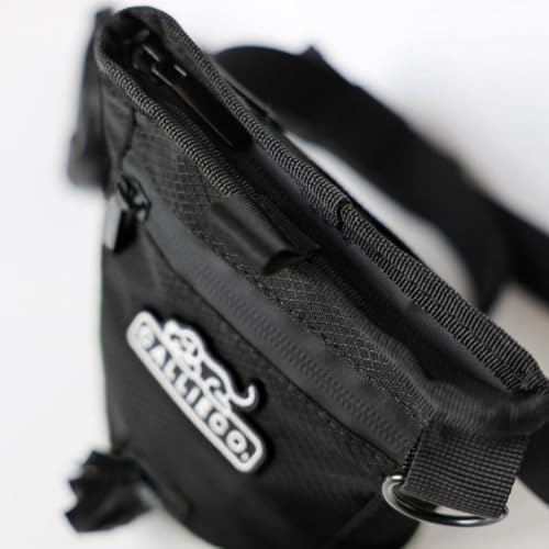 Callieco Mini Dog Treat Pouch with Magnetic & Zipper Closure | Small Waist Belt Training Behavior Aid Bag for Dog Walking with Poop Bag Dispenser (Black)