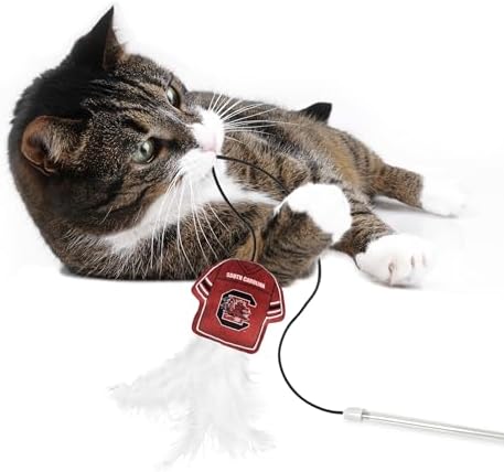 Pets First NCAA South Carolina Gamecocks Team Jersey Wand with CAT NIP, Cat Toy Jersey Shaped Plush Teaser Toy for Cats & Kittens - Interactive Pet Toy for Play & Exercise