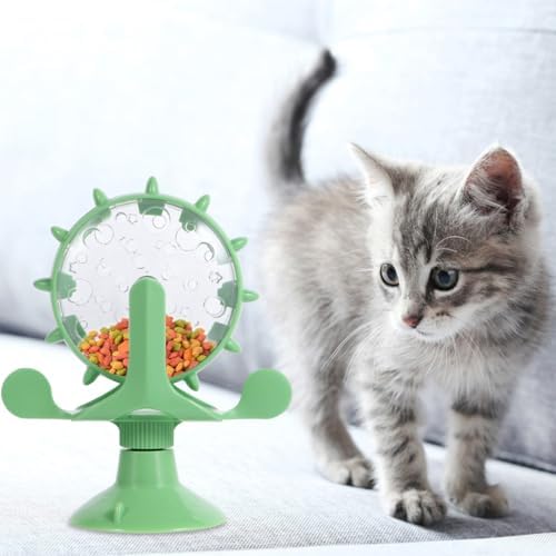 Ipetboom Interactive Pet Treats Dispenser Toy: 360 Degree Rotating Windmilt Feeding Windmill Dispenser Interactive Slow Food Toy for Cats and Dogs Enhances Iq Relieves Promotes Healthy Eating