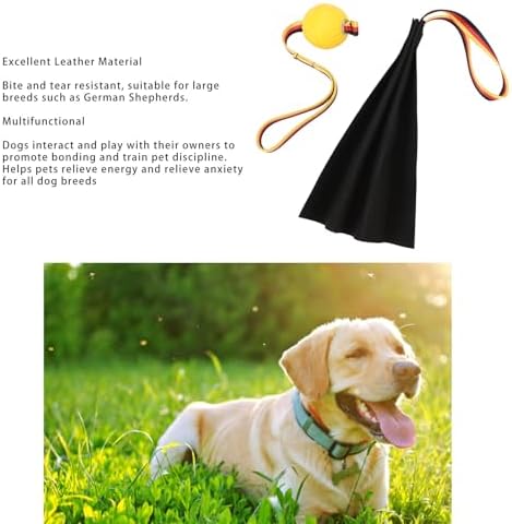 Fockety Leather Bite Rag, Thick and Sturdy Puppy Bite Rag for Dog Training, Dog Leather Bite Rag for Small Medium Large Dogs Interactive Play Tug Toy