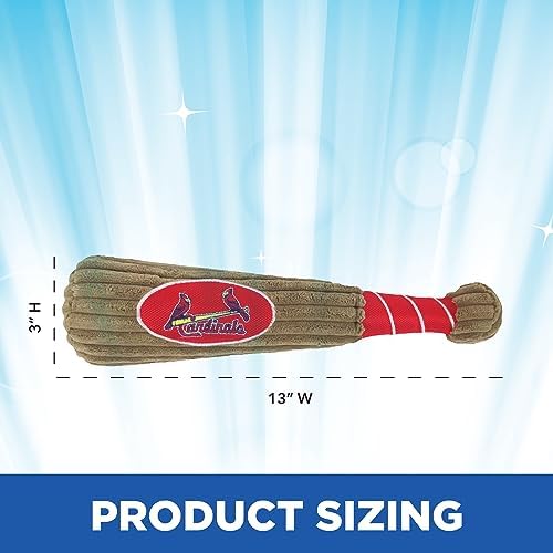 MLB St Louis Cardinals Baseball Bat Toy for DOGS & CATS. Soft Corduroy Plush Dog Toy with Inner SQUEAKER, MLB Chew Toys for Dogs or Cats. Durable Fun Interactive Dog Toy with Team Names and Logo