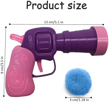 Cat Fetch Toy Launcher with 50 Colorful Pom Pom Balls, Cat Balls Fetch Toy Interactive Manual Thrower for Cats, Funny Cat Toy Gun for Bored Indoor, Pink and Purple (13 cm)