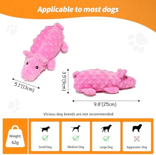 Plush Squeaky Dog Toys, Soft Stuffed Animals Dog Toy with Squeaker, Interactive Crinkle Dog Toys, Puppy Teething Chew Toy for Small, Medium & Large Breeds