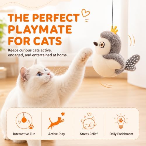Flying Bat Dog Toy, 2026 New Halloween Flapping Wings Interactive Bird Pet Toy (Black+Brown)