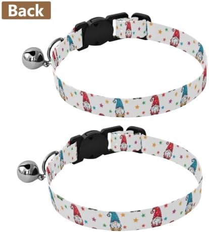 Gnomes Colorful Hats Stars Soft Cat Collar, 2 Pack Cat Collar with Bell