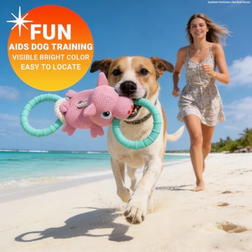 Tug of War Dog Toy - Rubber & Cotton Rope Toys for Dogs, Large Double Ring Dog Tug Toy, Interactive Dog Toys for Small Medium Large Dogs(Piglet)