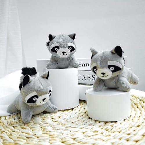 Raccoon Plush Dog Toy Squeaky Toy, Interactive Hide and Seek Replacement Dog Toys for Small & Medium Dogs (3Pcs Squeaky Raccoon)