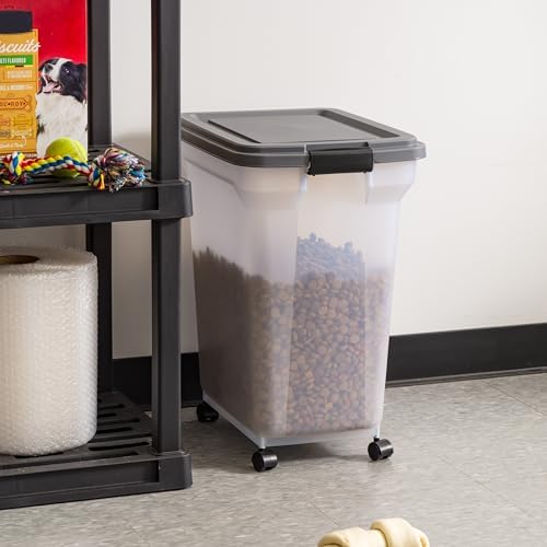 IRIS USA Dog Food Storage Container, Up to 40 lbs, Dark Gray, Made in USA