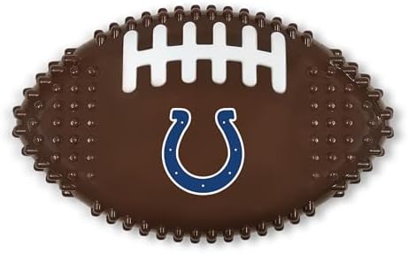 NFL Indianapolis Colts Mega-chew Hard Nylon Bacon-flavored Dog Bone Football Chew Toy Interactive Tasty Fun Dog Chewy Toys Indestructible Strong Durable Tough Pet Biting Playtoy for Aggressive Chewers