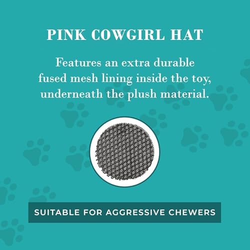 Haute Diggity Dog Cowgirl Hat Plush Dog Toy, Western Stuffed Chew Toy