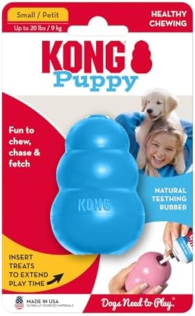 KONG Puppy Classic Toy – 2 Pack – Soft Natural Rubber for Teething, Enrichment, Crate Training & Chew Behavior Training