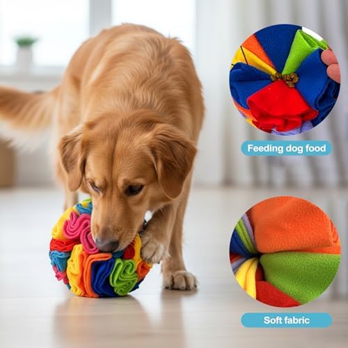 CoguZed Snuffle Ball for Dogs Interactive Enrichment Puzzle Slow Feeding Treat Dispensing Ball for Boredom Relief Machine Washable for Small Medium Large Breed Dogs