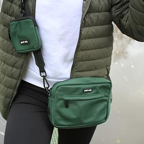 pet wiz Dog Walking Bag with Detachable and Adjustable Strap & Matching Treat Pouch (Green)