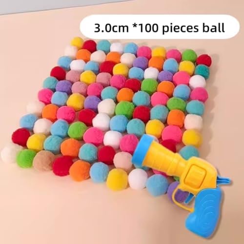 Cat Toy Ball Launcher Set Colorful Plush Toys Pom Pom Balls Cats Enrichment