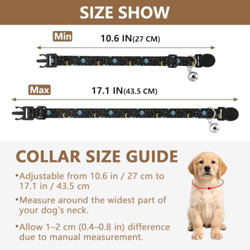 Planets Black Pet Collars for Cats, 2 Pack Cat Collar Breakaway with Bell
