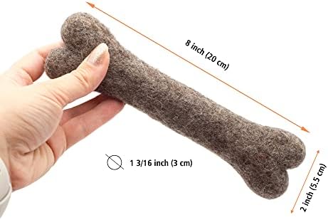 Glaciart One Felted Wool Dog Chew Bone (3 Pcs)| Durable Dog Chew Toy, Puppy Chew Toys for Teething & Dog Teeth Cleaning | Pet Toys Fetch Games & for Anxiety/Boredom | Great for Small or Medium