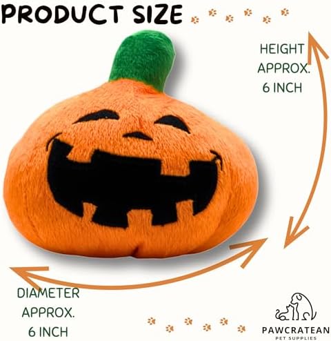 7" Squeaky Plush Toy for Puppies Small Dogs Self Etertainment Washable Soft Made [PET ONLY] (Halloween Pumpkin)