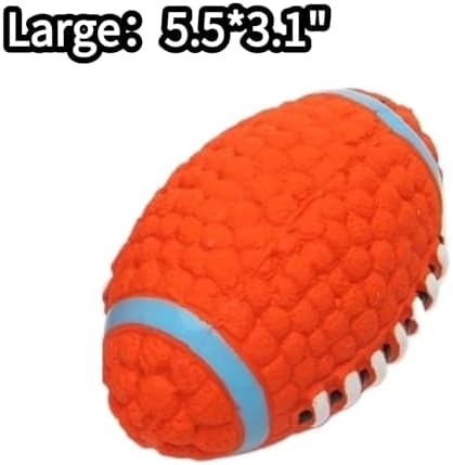 Squeaky Chew Dog Toys Interactive Sports Balls with Squeaker Soft Latex Rubber Bouncy Fetch Ball Toy (Soccer, Volleyball, Football, Tennis) for Puppy & Dog (Football,Large)