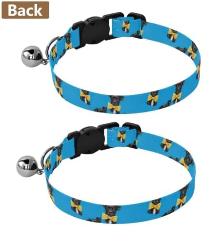 Black Dog Yellow Bow Tie Collar for Kitten, 2 Pack Breakaway Cat Collars with Bell