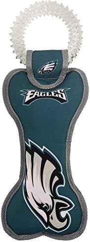 Pets First NFL Philadelphia Eagles Dental Dog TUG Toy with Squeaker. Tough PET Toy for Healthy Fun, Teething & Cleaning Pet's Teeth & Gum., Team Color, one Size (PHL-3310)