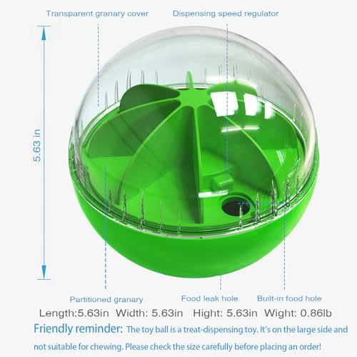 Dog Treat Ball, Dog Food Puzzle Slow Feeder Interactive Squeaky Mental Stimulation Toys, Dog& Cat Treat Dispenser Puzzle Toys Active Rolling Balls for Medium/Large Dog Breeds