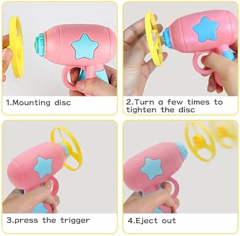 Andiker Cat Fetch Toy, Interactive Kitten Flying Disc Launcher Toy with 5 Colorful Flying Propellers for Cat Enrichment, Flying Saucer Toy for Cats for Training and Chasing (Blue)