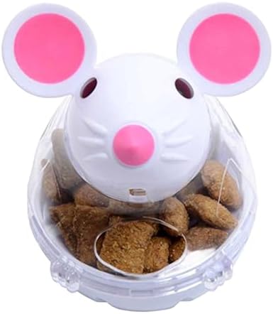 Tumbling Cat Treat Toy - Mouse Shape Pet Food Ball, Interactive Slow Feeder Puzzle, Adjusitable Snack Reward Dispenser,