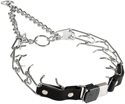 Herm Sprenger 3mm Prong Collar for Dog Training with Adjustable Length & Easy Quick Release Cliclock & Swivel Ring for Large Dogs (20-26" Neck)