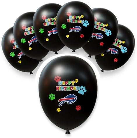 NFL Buffalo Bills Pet Birthday Party Balloons Set of 6 Licensed NFL Football Team Dog & Cat Birthday Party Decoration Sports Theme Dogs B-Day Pawty Balloon Celebration