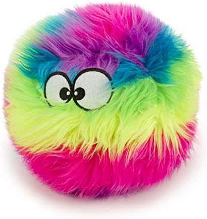 goDog Furballz Squeaky Plush Ball Dog Toy, Chew Guard Technology - Rainbow, Large