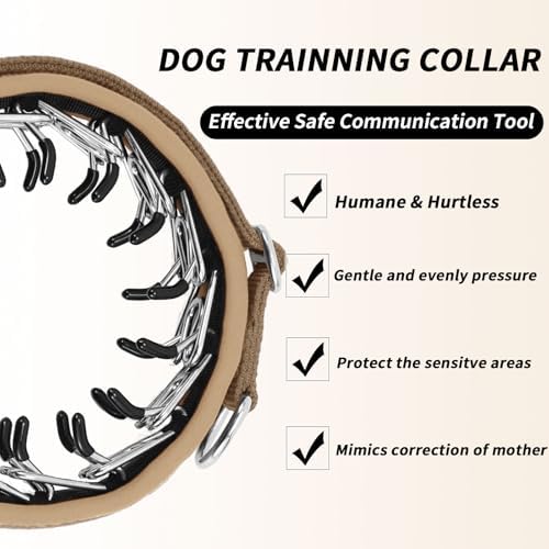 No Pull Martingale Dog Collar for Large Medium Small Dogs, Heavy Duty Nylon Reflective Adjustable Anti Pull Slip Collar with Buckle for Training Walking S Khaki